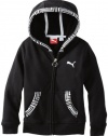 Puma - Kids Girls 2-6X Printed Trim Long Sleeve Hoodie, Black, 6X