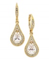 Beautiful and brilliant, this pair of teardrop earrings from Eliot Danori glistens with crystal and cubic zirconias (2 ct. t.w.). Crafted from 18k gold-plated brass. Approximate drop: 3/4 inch.