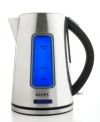 Boil better with Krups. This electric tea kettle features a sleek, stainless steel design and operates without a cord – just lift the kettle off its base to pour and serve wherever you want. One-year warranty. Model BW3990.