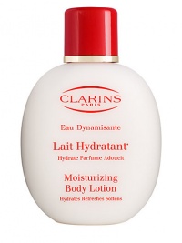 Eau Dynamisante Moisturizing Body Lotion. The revitalizing scent of Eau Dynamisante is an opalescent lotion for the body. Its light, silky texture immediately refreshes and moisturizes the skin. Aromatic essential oils delicately fragrance the body, while plant extracts promote vitality and well-being for more than eight hours after application. 8.8 oz. 