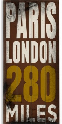 Paris to London 10x24 Artistic Planked Wood Sign by Cory Steffen