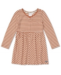 Sweet style for a sunny day, this stripe dress from Roxy is a perfectly cute look.