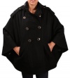 Kenneth Cole New York Women's Wool Cape Jacket Coat Black Size S