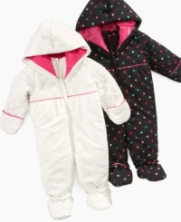 Bundle your baby girl with one of these First Impressions adorable solid or dot snowsuits.