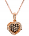 Let love shine. Le Vian's beautiful heart-shaped pendant is adorned by round-cut chocolate diamonds (1/5 ct. t.w.) and white diamond accents. Setting and chain crafted in 14k rose gold. Approximate length: 18 inches. Approximate drop: 1/2 inch.