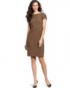 Jones New York Women's Tucked Cap Sleeve Dress, Whiskey Melange, 14