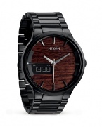 Nixon's coolly sporty timepiece has been given an update with a wood-grain dial and durable stainless steel bracelet. Its standard Japanese quartz movement and custom analog-digital feature makes this round-the-clock style a performance piece.