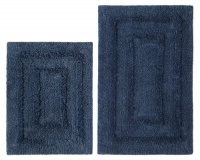 2 Piece Bath Rug Set - Solid Reversible Race Track Azure Blue by Cotton Craft - Colors - Sage, Chocolate, Linen and Ivory - 100% Pure Cotton - High Quality and absorbent - Super Soft and Plush - Hand Tufted Heavy Weight Durable Construction - Larger Rug i