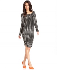 An allover graphic print adds a modern edge to this RACHEL Rachel Roy sheath dress -- perfect for a desk-to-dinner look!