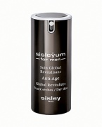 Rather than create a range, Sisley chose to develop a global product capable of fulfilling all functions and responding to all the skin's needs.Sisley provides a global anti-aging, revitalizing, aftershave solution designed specifically for men's skin, and offers a unique, complete treatment which acts on:. Moisturizing and nutrition. Repair / anti-razor burn action. Matteness / anti-shine action. Energy and vitality / anti-stress, anti-fatigue effect. Wrinkles and loss of firmnessA cream texture for normal to dry skin that is prone to tightness and needs comfort, protection and softness.- More suitable for winterResults are amazing: - Skin is instantly nourished and moisturized to recover comfort and softness.- Razor burn is relieved; skin is soothed and feels more comfortable- Skin recovers energy and vitality it is more resistant to stress- Skin is firmer, wrinkles are reduced in appearance and the face is visibly younger