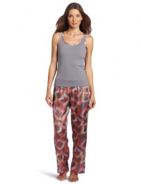 Dearfoams Women's Satin Trim Tank And Pant Pajama Set