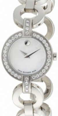 Movado Women's 606265 Belamoda Stainless-Steel with Diamonds Mother of pearl Dial Bracelet Watch