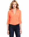 Splendid Women's Double Pocket Shirt, Apricot, X-Small