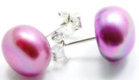 7MM Pastel Lavendar Violet Purple Round Freshwater Cultured Pearl Stud Earrings, 925 Sterling Silver Posts