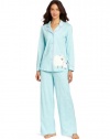 Hue Sleepwear Women's Knit Notched Sheep Set, Blue, X-Large