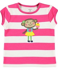 Carter's Ice Cream Simian T-Shirt (Sizes 0M - 24M) - pink/white, 24 months