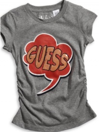 GUESS Kids Girls Big Girl Comic Thought Logo Tee, LIGHT GREY (10/12)