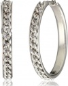 Nine West Chain Reaction Silver-Tone Large Click-It Hoop Earrings