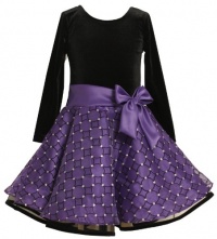 Bonnie Jean Girls 7-16 Stretch Velvet Bodice To Drop Waist Organza Skirt With Glitter, Purple, 16