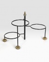 An elegant way to stack buffet plates or present serving bowls, crafted of hand-forged steel so each piece may vary slightly. Forged steel and brass Hand-painted finial 16¼H X 13½W Wipe clean Imported 