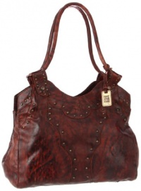 FRYE Vintage Stud Shoulder Bag,Burnt Red,One Size