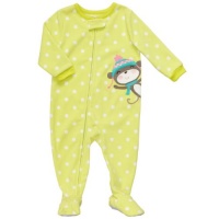 Carter's Girls Fleece Footed Blanket Sleeper Pajamas - Lime Polka Monkey