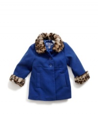 GUESS Faux-Wool Jacket with Faux-Fur Trim (12 , BLUE (12M)