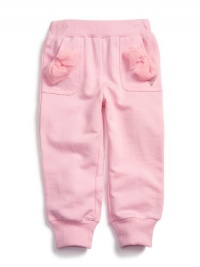 GUESS Kids Girls Fleece Pant with Chiffon Bow, PINK (18M)