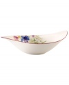 Prolong spring with the large Mariefleur salad bowl. Splashy colors adorn premium white porcelain edged in red and designed for everyday dining. Mix and match with New Cottage dinnerware, also by Villeroy & Boch.