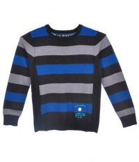 GUESS Kids Boys Big Boy Wesley Stripe Sweater,  BLUE (16, 18)