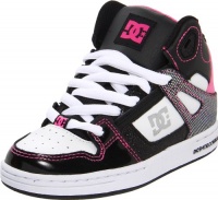 DC Kids Rebound Skate Sneaker (Little Kid/Big Kid),Black/Pink,1 M US Little Kid