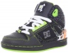 DC Kids Ken Block Rebound Skate Shoe (Toddler/Little Kid/Big Kid),Black/Soft Lime/Citrus,4 M US Big Kid