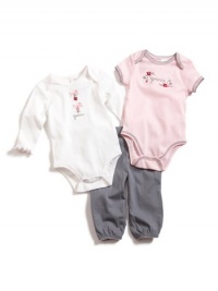 GUESS Two Bodysuits and Pants Set, LIGHT PINK (3/6M)