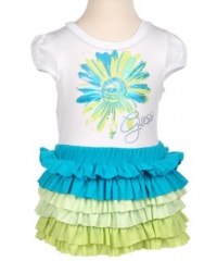 Guess Vicenza Dress with Diaper Cover (Sizes 12M - 24M) - white/lime, 12 months