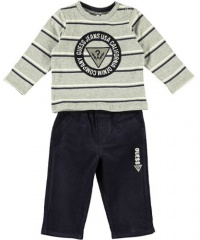 Guess Boys 0-9 Months L/S Tee Jean Set (3-6 M, Blue/Grey)