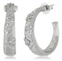 Judith Ripka Gothic Quilted White Hoop Earrings