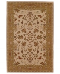 Vintage tones are arranged in a transitional floral motif upon this Cornwall area rug from Karastan's Bellingham collection, adding a perfect accent to classic and modern decors alike. Crafted of rich New Zealand wool.