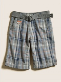 GUESS Kids Boys Big Boy Navarone Plaid Belted Shorts, PLAID (14)