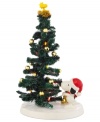 Woodstock is the star of Snoopy's expertly decked tree in this comical collectible from Peanuts Village, by Department 56.