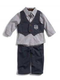 GUESS Kids Boys Vest, Shirt And Pants Set, INDIGO (0/3M)