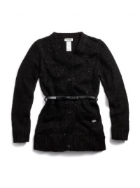 GUESS Kids Girls Big Girl SWEATER WITH SEQUINS, BLACK (14)