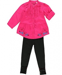 GUESS Kids Girls Ruffled Tunic with Leggings Set, DEEP PINK (5)