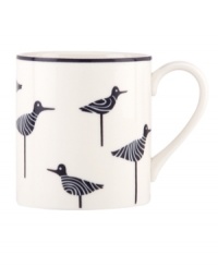 Cute sea birds flock to the table on this porcelain Sandpiper mug, a whimsical addition to nautical-themed Wickford dinnerware from kate spade new york.