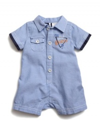 GUESS My First GUESS Romper, CHAMBRAY (3/6M)