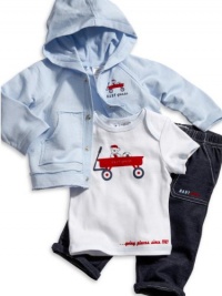 Guess Newborn Boys Light Blue Hoodie 3Pc Pant Set (3/6M)