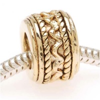 22K Gold Plated Zig Zag Braid Bead - Fits Pandora (1)