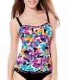 Profile by Gottex Pixel Tankini Underwire Swimwear Top D-Cups, 36D, Multi