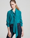 Pippa Blouse - Silk Long Sleeve Tie Neck