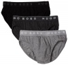 HUGO BOSS Men's 3 Pack Assorted Mini Brief Set, Black/Light Grey/Charcoal, Large