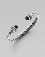 From the Moonlight Ice Collection. Beautiful amethyst stones with diamonds in a classic cable design. Amethyst Diamonds, 1.38 tcw Sterling silver Size, about 2¼ X 1¾ Imported 